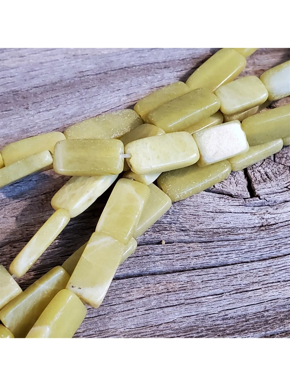 Full Strand Hand Cut Olive Olivine New Jade Flat Rectangle Gemstone Beads